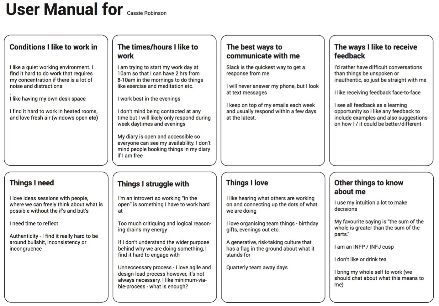 Manual of Me for Cassie Robinson