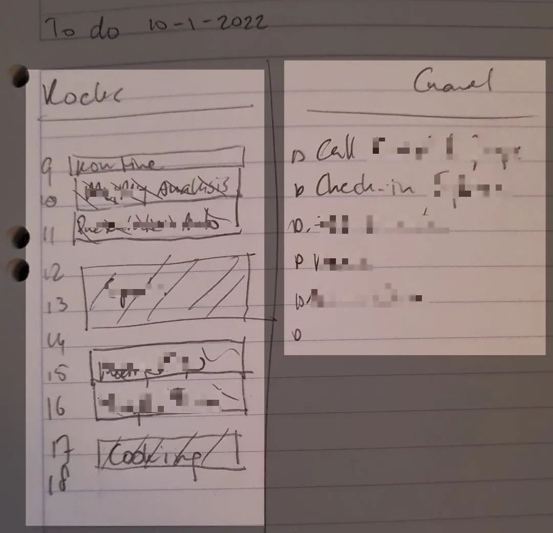 A photo of Find Your Focus participant Giancarlo's rocks and gravel list.
